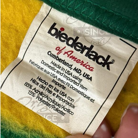 Biederlack John Deere Throw Blanket Made in USA 56”x49” Green Yellow Vintage - Picture 4 of 4